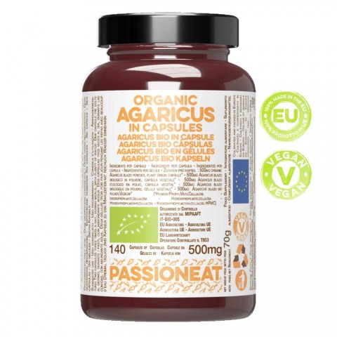 Agaricus fungo europeo Bio in capsule veg - 140 capsule da 500mg