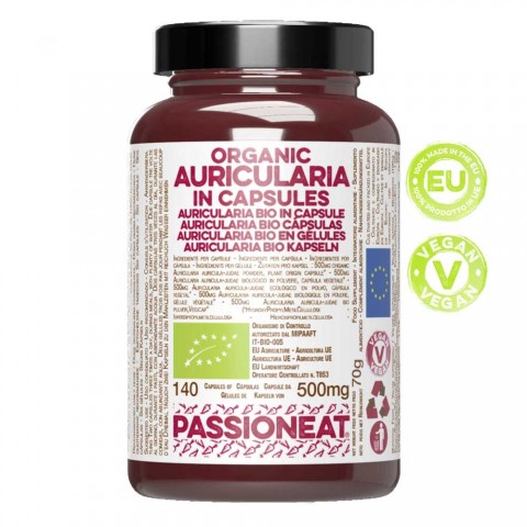 Auricularia fungo europeo Bio in capsule veg - 140 capsule da 500mg