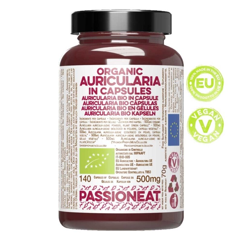Auricularia fungo europeo Bio in capsule veg - 140 capsule da 500mg