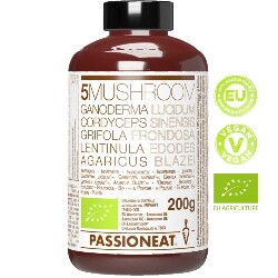 5MUSHROOM Mix di funghi europei Reishi Cordyceps Maitake Shiitake e Agaricus Bio - 200g polvere