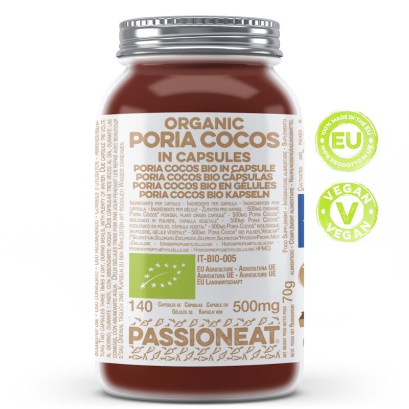 Poria cocos fungo europeo Bio in capsule veg - 140 capsule da 500mg